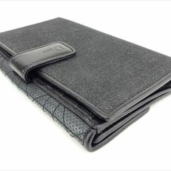AUTH Dior Wallet Purse Long Wallet Black Canvas Leather Mens - Picture 5 of 7